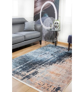 Dijital Kaymaz Yıkanabilir Mavi Modern Salon Halısı Mutfak Halısı Koridor Halısı Yolluk HLN839