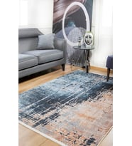 Dijital Kaymaz Yıkanabilir Mavi Modern Salon Halısı Mutfak Halısı Koridor Halısı Yolluk HLN839