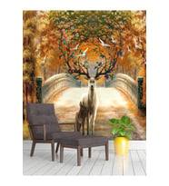 Dreamwall Geyik Desenli Isı Ve Ses Yalıtımlı Yırtılmaz Tekstil Duvar Kağıdı (Çok Renkli)