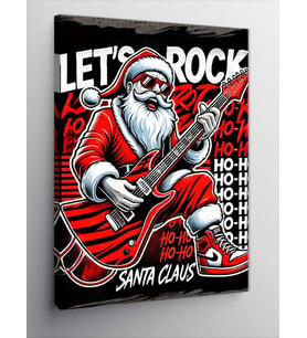 Kanvas Tablo Noel Baba ve Rock'n Roll Afişi