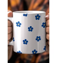 Çiçek Desenli 330ml Baskılı Beyaz Seramik Kupa Bardak