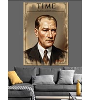 Time Kapak Ve Mustafa Kemal Atatürk Dekoratif Kanvas - Mdf Ahşap Tablo