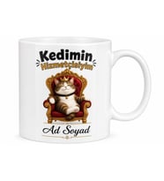 İsme Özel Kedimin Hizmetçisiyim Yazılı Komik Kupa Bardak Kedi Hediye