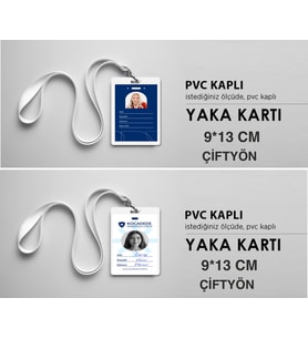 YAKA KARTI PVC KAPLI ASKI İPİ DAHİL KİŞİYE ÖZEL BASKILI