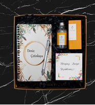 Kişiye Özel Defter, Kalem Kolonya Hediye Seti (Kırmızı)