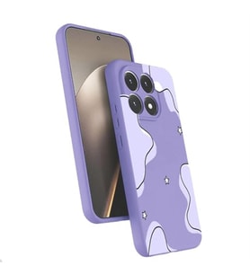 Coverzone Xiaomi M?15T ?le Uyumlu Y�ksek Kalite �zel Tasar?m Kadife ?� Y�zey Silikon Lansman Telefon K?l?f? Lila-Y?ld?z