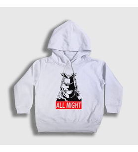 Presmono Unisex Çocuk Beyaz All Might Anime Boku No Hero Academia Kapüşonlu Sweatshirt 234077tt