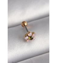 Mey İthalat® 316L Çelik Renk Zirkon Taşlı Çiçek Tragus Piercing