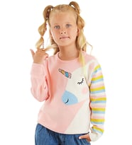 Unicorn Kız Çocuk Pembe Triko Kazak