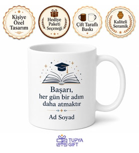 Sınava Hazırlanan Öğrenci İçin Kişiye Özel İsimli Baskılı Kupa Bardak Motivasyon Hediyesi