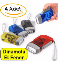4 Adet Tüm Aileye Deprem İçin Pilsiz Dinamolu 3 Ledli El Feneri Deprem Feneri Pilsiz Fener