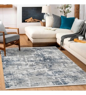 Makine Kaymaz Yıkanabilir Mavi Modern Triko Salon Halısı Mutfak Halısı Koridor Halısı Yolluk 14609K