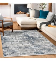 Makine Kaymaz Yıkanabilir Mavi Modern Triko Salon Halısı Mutfak Halısı Koridor Halısı Yolluk 14609K