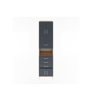 Hyperion Dolap 3 Raflı 4 Çekmeceli 4 Kapaklı 60x44x243 Çam-Antrasit