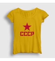 Presmono Kadın Sarı Red CCCP Sovyetler Birliği T-Shirt 267451tt (Sarı)