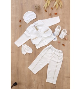 Erkek Bebek Yelekli Kravatlı Mevlit Takımı Lüks Özel Gün ve Mevlütlük Süslü Set 0 - 3 AY STL6625 (Sarı)