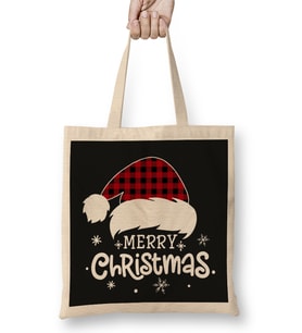 Yılbaşı Yeni Yıl Konseptli Merry Christmas Bez Çanta Uzun Saplı