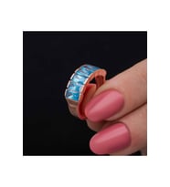 Gümüş Rose Baget  Aquamarine Taşlı Kadın Yüzük CSR2185503