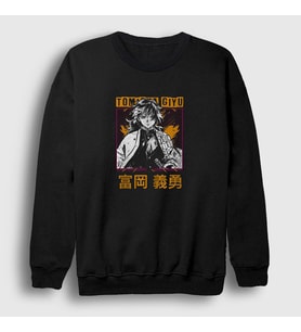 Presmono Unisex Siyah Giyu Tomioka V3 Anime Demon Slayer Kimetsu No Yaiba Sweatshirt 298641tt