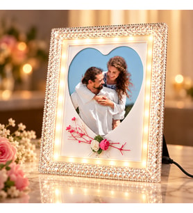 BK Gift Kişiye Özel Fotoğraflı LED Işıklı Kristal Fotoğraf Çerçevesi 20x25 cm - 3 Renk Modlu USB Masaüstü Hediye