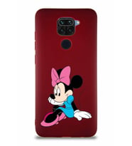 Xiaomi Redmi Note 9 Soft Premier Kapak Minnie Mouse-E Tasarımlı Silikon Kılıf - Mürdüm (Şeffaf)
