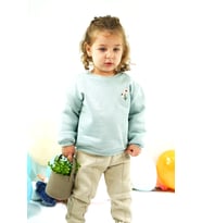Nakış Detaylı 3 İplik İkili Bebe  Takımı (Mint)