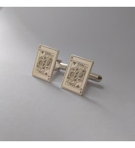 Kişiye Özel 925 Ayar Gümüş İskambil Kağıdı Kral Model Kol Düğmesi