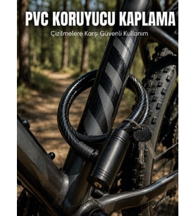 12 mm PVC Kaplamalı Bisiklet Kilidi 80 cm Anahtarlı Çelik Halat Kilit 2 Anahtarlı Güvenlik Kilidi