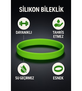 Erkek Kadın Yeşil Silikon Bileklik Sevgiliye Hediye Tahriş Yapmaz