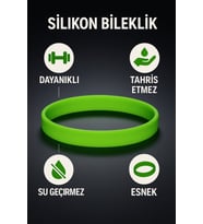 Erkek Kadın Yeşil Silikon Bileklik Sevgiliye Hediye Tahriş Yapmaz