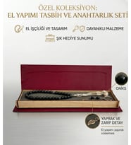 Doğal Taş Tesbih 33’lü Doğal Taş Erkek Tesbih Özel Tasarım Ahşap Hediyelik Kutulu - Anahtarlık Hediyeli