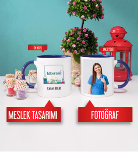 Laborant Kupa Bardak Lacivert Fotoğraflı