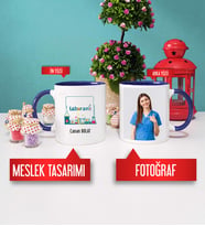 Laborant Kupa Bardak Lacivert Fotoğraflı