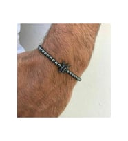 Erkek - Zirkonyum Kaplama Siyah Kral Tacı Detaylı, Çok Şık Elegant Doğal Taş Bileklik  Handmade