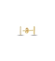 Gümüş altın yaldızlı zirkon taşlı çizgi modeli küpe SGTL9733GOLD