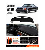 e-biz MERCEDES W126-C126 (1979-1991) Uyumlu Torpido Koruma, Torpido Örtüsü, Torpido Kılıfı - Siyah - MB017