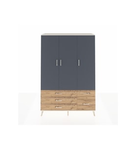 Hyperion Dolap 5 Raflı 5 Çekmeceli Tek Askılı 132x44x195 Aytaşı-Antrasit/Çam