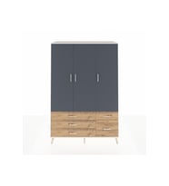 Hyperion Dolap 5 Raflı 5 Çekmeceli Tek Askılı 132x44x195 Aytaşı-Antrasit/Çam