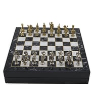 GiftHome Orta Boy Metal ROMA İMPARATORLUĞU Satranç Takımı Parlak ve Mermer Desenli Sandıklı MDF Tahtası(36X36X6 cm.)