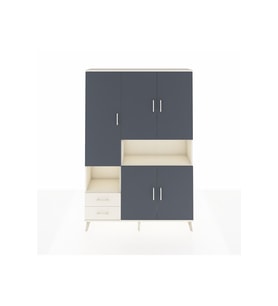 Arges Dolap 10 Raflı 2 Çekmeceli 5 Kapaklı 132x30x195 Aytaşı-Antrasit/Aytaşı
