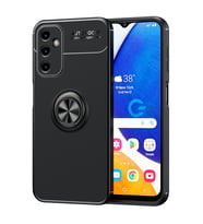Galaxy A14 Kılıf Zore Ravel Yüzüklü Silikon Kılıf (Siyah)