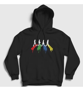 Presmono Unisex Siyah Crosswalk The Beatles Kapüşonlu Sweatshirt 114437tt