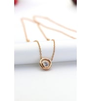 Halkalı Rose Gold Minimal Gümüş Kolye