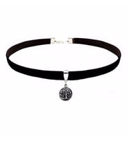 Siyah Renk Kadife Hayat Ağacı Choker Kolye