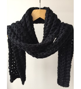 El Örgüsü Yünlü Siyah Unisex Atkı
