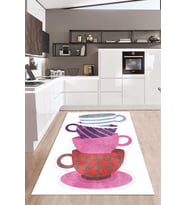 Dijital Baskılı Kaymaz Taban Yıkanabilir Kolay Temizlenir Mutfak Halısı NDM-SD-566 (Pembe)