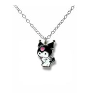 Anime Kızı Kuromi Figürlü Kolye – 60 cm Zincirli Sevimli ve Gotik Tarz Takı (Gümüş)