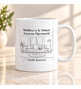 Mobilya ve İç Mekan Tasarım Öğretmenine İsme Özel Kupa Bardak