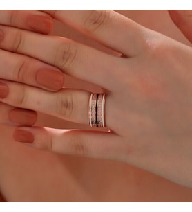 Rose Zirkon Taşlı 925 Ayar Gümüş Kadın Yüzük