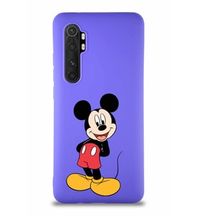 Xiaomi Mi Note 10 Lite Soft Premier Kapak Mickey Mouse-B Tasarımlı Silikon Kılıf - Mor (Şeffaf)